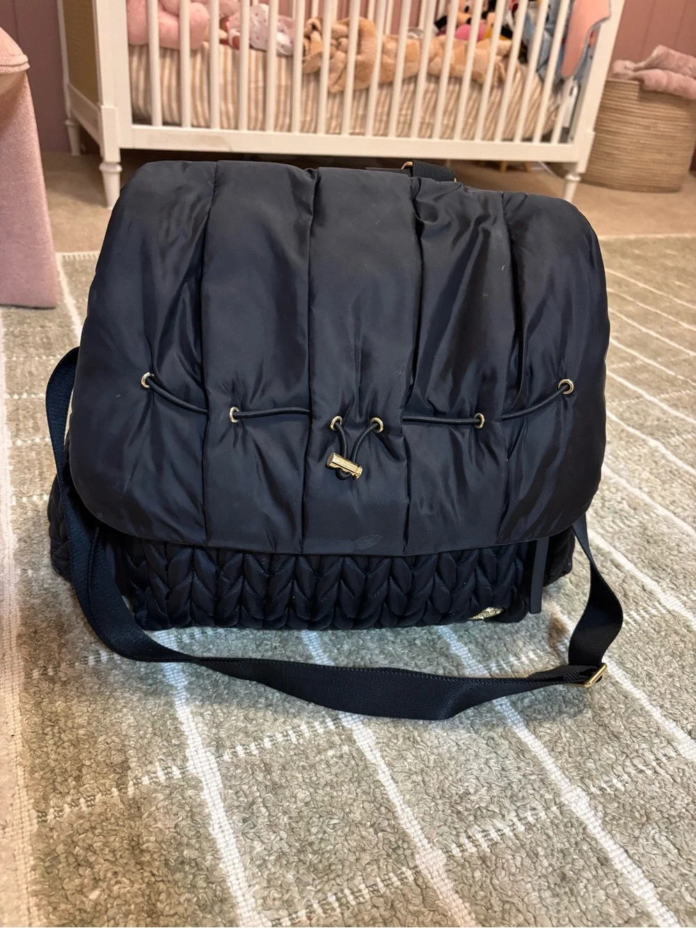 Quilted Black Diaper Bag